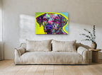 Neon Ridgeback Portrait animal canvas print on the wall of a living room