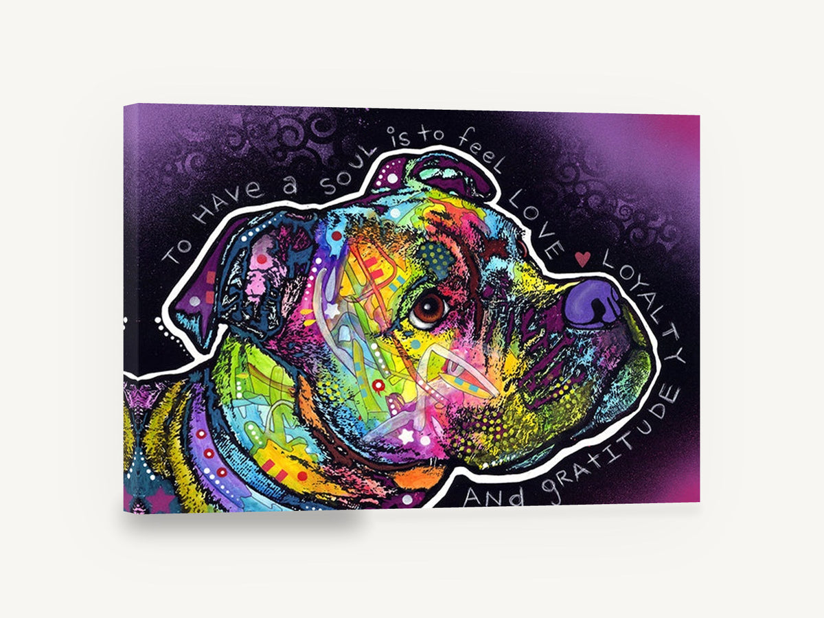 Rainbow Soul Pit Bull, colourful pit bull pop art portrait, animal canvas wall art print ready to hang