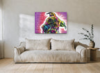 Pit Bull Love Confession animal canvas print on the wall of a living room