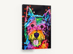 Rainbow Westie Party, colourful west highland terrier pop art, animal canvas wall art print ready to hang