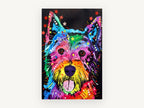 Rainbow Westie Party, colourful west highland terrier pop art, animal canvas wall art print, front view