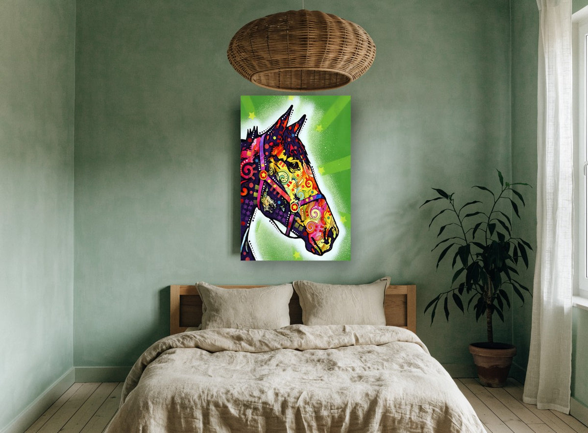 Star Halter Horse animal canvas print on the wall of a bedroom