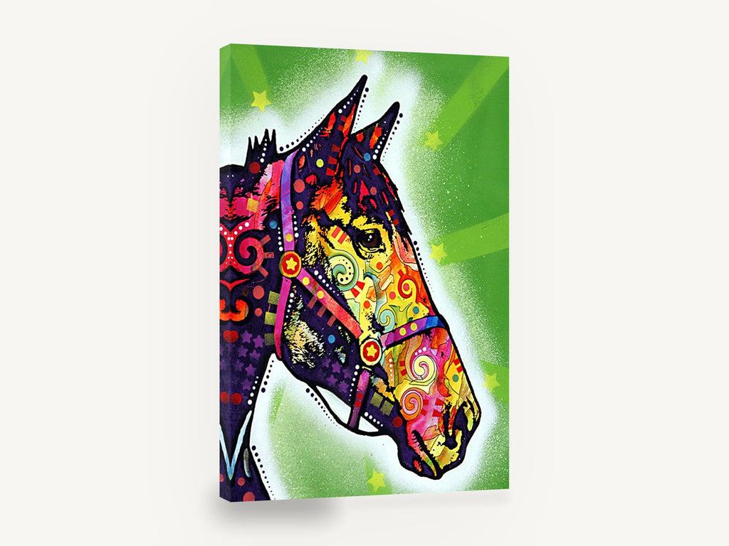 Star Halter Horse, pop art horse head illustration, animal canvas wall art print ready to hang