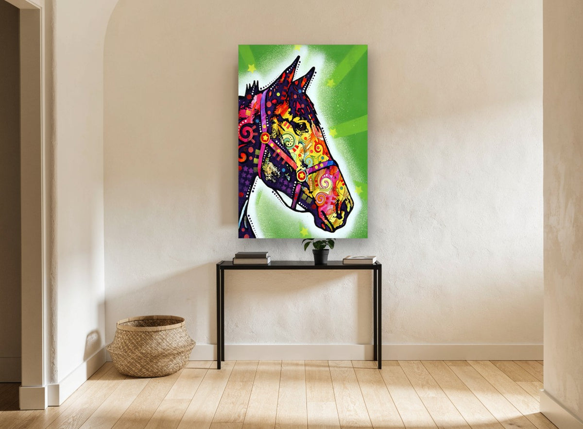 Star Halter Horse animal canvas print on the wall of a hallway