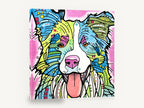 Bright Border Collie, colourful border collie pop art illustration, animal canvas wall art print ready to hang