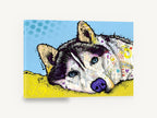 Resting Husky Collage, pop art siberian husky illustration, animal canvas wall art print ready to hang