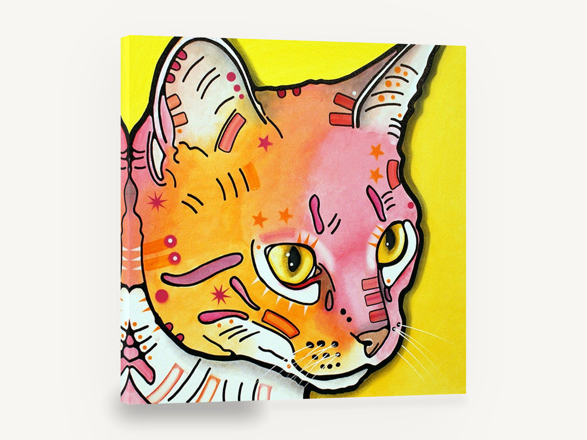 Sunset Pop Kitten, colourful pop art cat illustration, animal canvas wall art print ready to hang