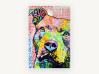 Love Pit Bull Pop, colourful pit bull pop art portrait, animal canvas wall art print, front view
