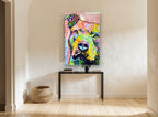 Love Pit Bull Pop animal canvas print on the wall of a hallway