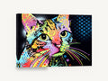 Neon Pop Tabby, colourful pop art cat illustration, animal canvas wall art print ready to hang