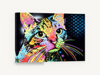 Neon Pop Tabby, colourful pop art cat illustration, animal canvas wall art print ready to hang
