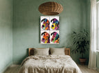 Four Neon Danes animal canvas print on the wall of a bedroom