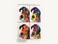 Four Neon Danes, pop art great dane portrait, animal canvas wall art print ready to hang