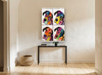 Four Neon Danes animal canvas print on the wall of a hallway