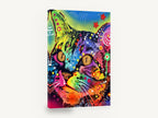 Neon Pop Tabby, colourful pop art cat illustration, animal canvas wall art print ready to hang