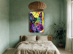 Rainbow Cattle Dog animal canvas print on the wall of a bedroom