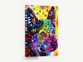 Rainbow Cattle Dog, colourful pop art cattle dog portrait, animal canvas wall art print ready to hang