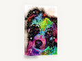 Rainbow Shepherd Gaze, colourful pop art dog portrait, animal canvas wall art print ready to hang