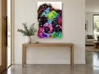 Rainbow Shepherd Gaze animal canvas print on the wall of a entry hall