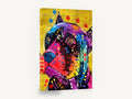 Neon Pit Bull Pop, colourful pit bull pop art portrait, animal canvas wall art print ready to hang