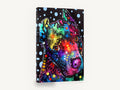 Starry Polka Pit Bull, colourful pop art pit bull portrait, animal canvas wall art print ready to hang