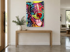 Grinning Pop Dog animal canvas print on the wall of a entry hall