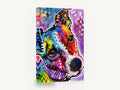 Rainbow Terrier Gaze, colourful pop art terrier portrait, animal canvas wall art print ready to hang