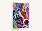 Rainbow Terrier Gaze, colourful pop art terrier portrait, animal canvas wall art print ready to hang