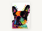 Starry Frenchie Pop, colourful french bulldog pop art, animal canvas wall art print, front view