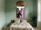 Neon Shepherd Pop animal canvas print on the wall of a bedroom