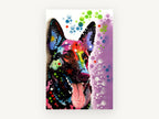 Neon Shepherd Pop, german shepherd pop art portrait, animal canvas wall art print, front view