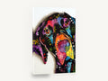 Tilted Head Pop Dog, colourful pop art dog portrait, animal canvas wall art print ready to hang