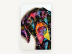 Tilted Head Pop Dog, colourful pop art dog portrait, animal canvas wall art print, front view