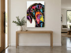 Tilted Head Pop Dog animal canvas print on the wall of a entry hall