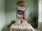 Confetti Shiba Pop animal canvas print on the wall of a bedroom