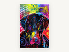 Neon Pop Labrador, pop art labrador dog portrait, animal canvas wall art print, front view