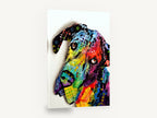 Tilted Head Pop Dane, colourful great dane pop art portrait, animal canvas wall art print ready to hang