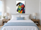 Tilted Head Pop Dane animal canvas print on the wall of a bedroom