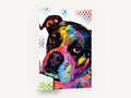 Rainbow Boxer Gaze, colourful pop art boxer dog, animal canvas wall art print ready to hang