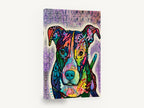 Luv Me Pop Pup, colourful pit bull pop art portrait, animal canvas wall art print ready to hang