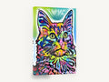 Technicolour Love Cat, colourful pop art cat portrait, animal canvas wall art print ready to hang