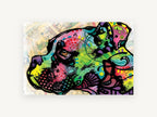 Neon Boxer in Profile, colourful boxer dog pop art, animal canvas wall art print, front view