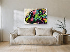 Neon Boxer in Profile animal canvas print on the wall of a living room
