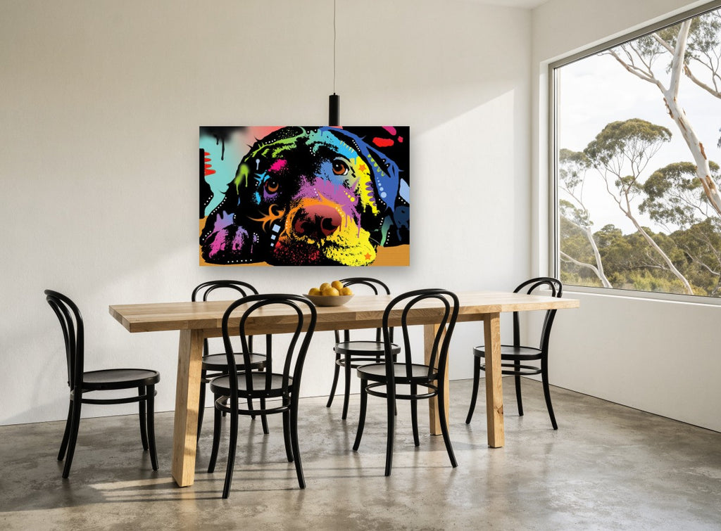 Neon Lab Daydream animal canvas print on the wall of a dining room