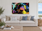 Neon Lab Daydream animal canvas print on the wall of a beach house living room