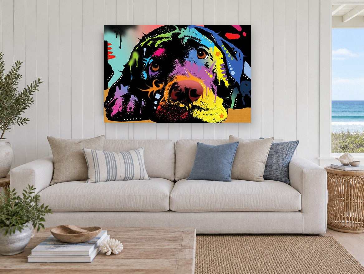 Neon Lab Daydream animal canvas print on the wall of a beach house living room