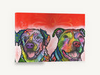 Two Bright Pups, colourful pop art dog portrait, animal canvas wall art print ready to hang