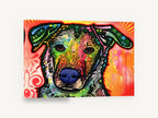 Neon Pop Pup, colourful pop art dog portrait, animal canvas wall art print ready to hang