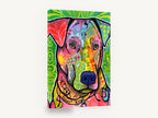 Patchwork Pup Portrait, colourful pop art dog portrait, animal canvas wall art print ready to hang