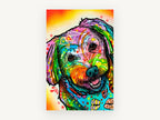 Rainbow Pop Pup, colourful pop art dog portrait, animal canvas wall art print, front view